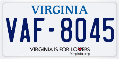 VA license plate VAF8045