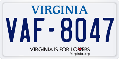 VA license plate VAF8047
