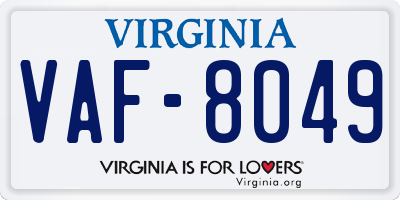 VA license plate VAF8049