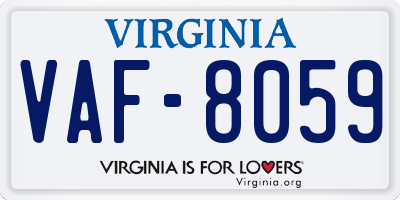 VA license plate VAF8059