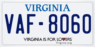VA license plate VAF8060