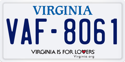 VA license plate VAF8061