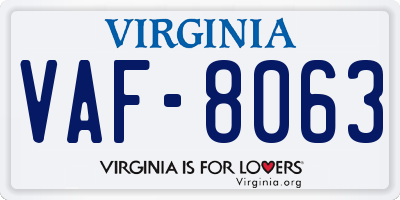 VA license plate VAF8063