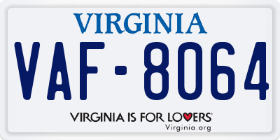 VA license plate VAF8064