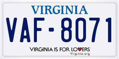 VA license plate VAF8071