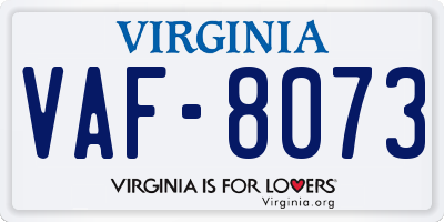 VA license plate VAF8073