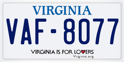 VA license plate VAF8077