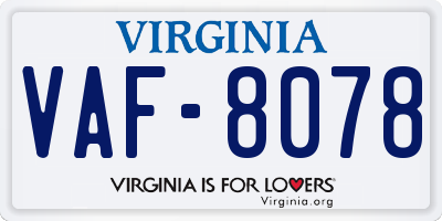 VA license plate VAF8078