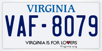 VA license plate VAF8079
