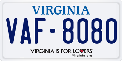 VA license plate VAF8080
