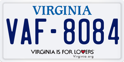 VA license plate VAF8084