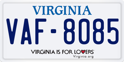 VA license plate VAF8085