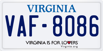 VA license plate VAF8086