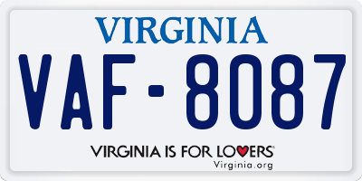 VA license plate VAF8087