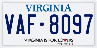 VA license plate VAF8097
