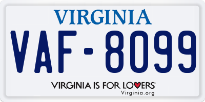 VA license plate VAF8099