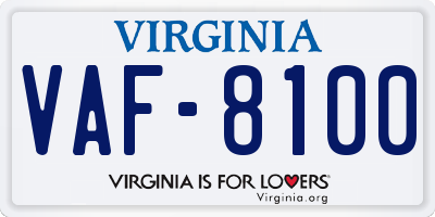 VA license plate VAF8100