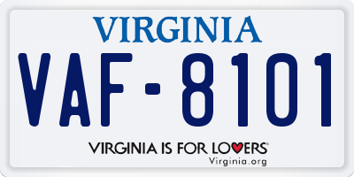 VA license plate VAF8101