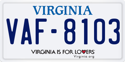 VA license plate VAF8103