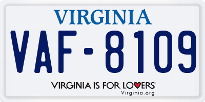 VA license plate VAF8109