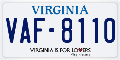 VA license plate VAF8110