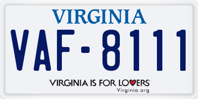 VA license plate VAF8111