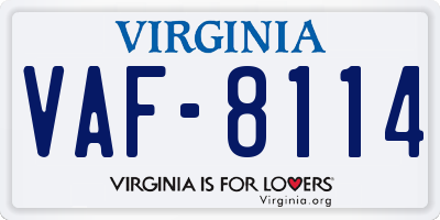VA license plate VAF8114