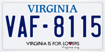VA license plate VAF8115