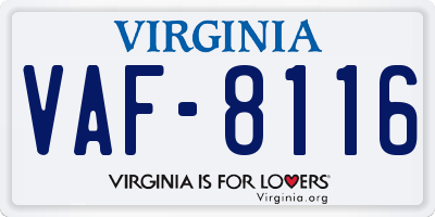 VA license plate VAF8116