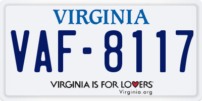 VA license plate VAF8117