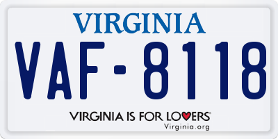 VA license plate VAF8118