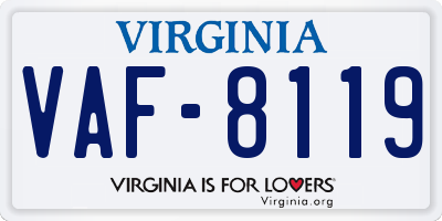 VA license plate VAF8119