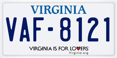 VA license plate VAF8121
