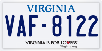 VA license plate VAF8122
