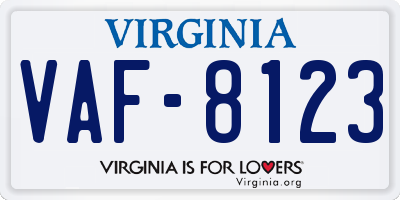 VA license plate VAF8123