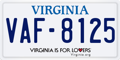VA license plate VAF8125