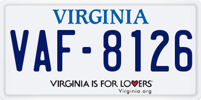 VA license plate VAF8126