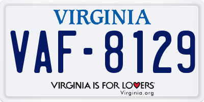 VA license plate VAF8129