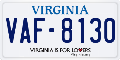 VA license plate VAF8130
