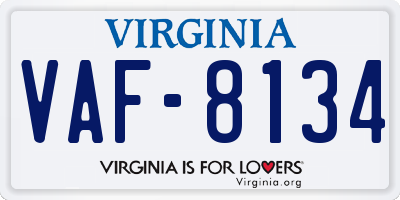 VA license plate VAF8134