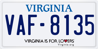 VA license plate VAF8135