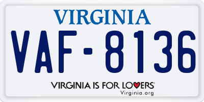 VA license plate VAF8136