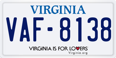 VA license plate VAF8138