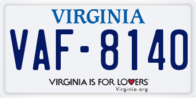 VA license plate VAF8140