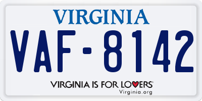 VA license plate VAF8142