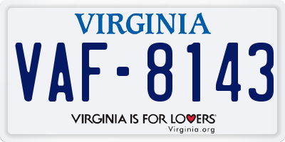 VA license plate VAF8143