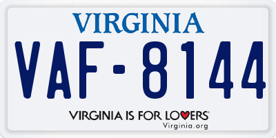 VA license plate VAF8144