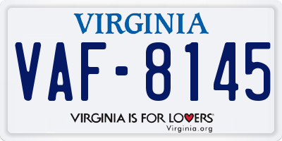 VA license plate VAF8145