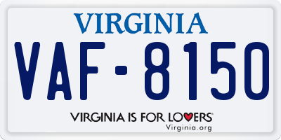 VA license plate VAF8150
