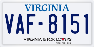 VA license plate VAF8151